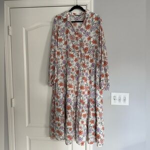 Floral Midi Dress with Long Sleeves